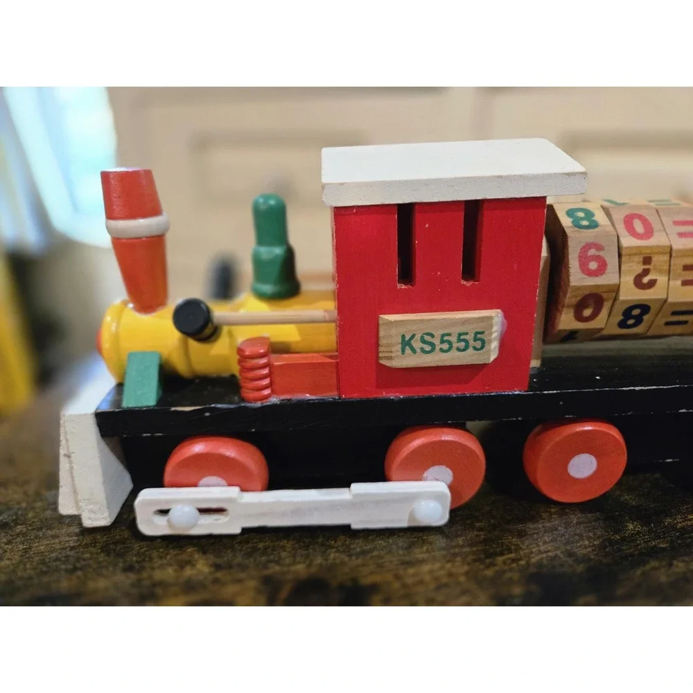 Wooden Toy Learning Train with Alphabet Numbers and Math Symbols